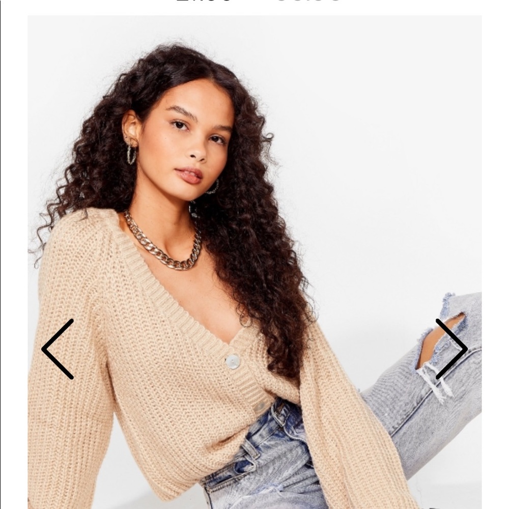 V-Neck Cropped Cardigan with Button Closure